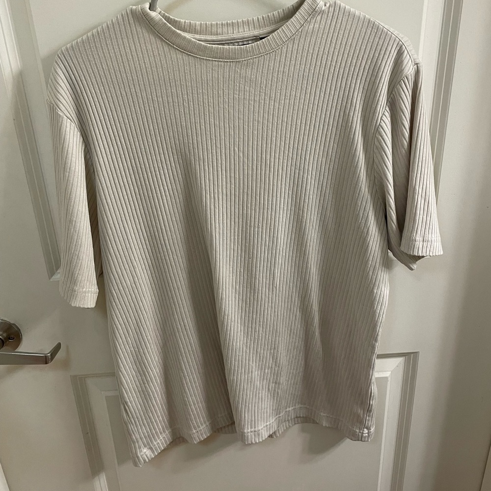 Ribbed cotton blend tee